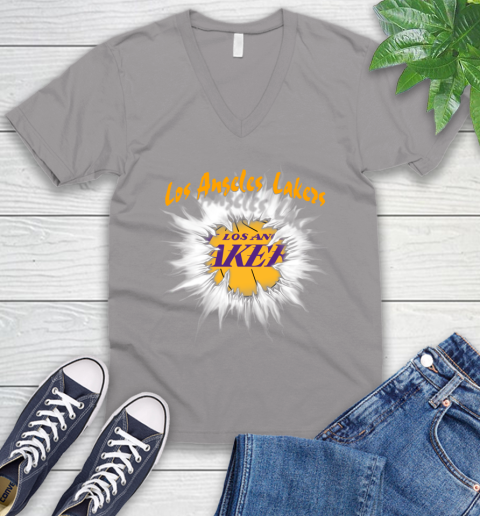 Los Angeles Lakers NBA Basketball Rip Sports V-Neck T-Shirt 3