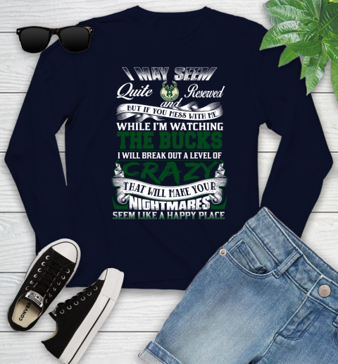 Milwaukee Bucks NBA Basketball Don't Mess With Me While I'm Watching My Team Youth Long Sleeve 2