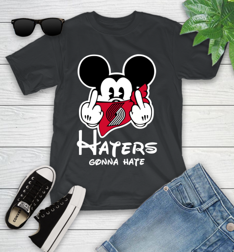 NBA Portland Trail Blazers Haters Gonna Hate Mickey Mouse Disney Basketball T Shirt Youth T-Shirt