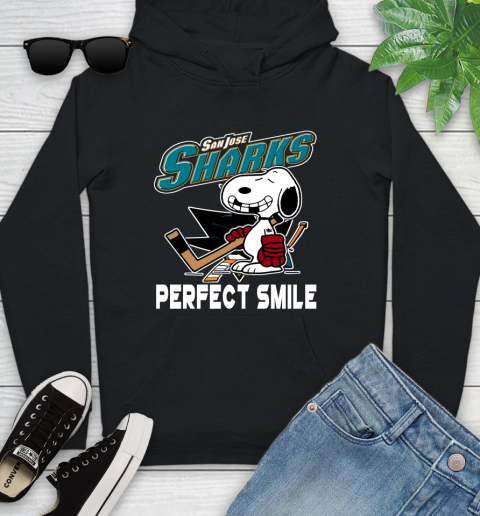 NHL San Jose Sharks Snoopy Perfect Smile The Peanuts Movie Hockey T Shirt Youth Hoodie