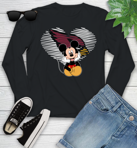 NFL Arizona Cardinals The Heart Mickey Mouse Disney Football T Shirt_000 Youth Long Sleeve