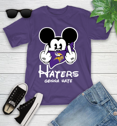 NFL Minnesota Vikings Haters Gonna Hate Mickey Mouse Disney Football T Shirt Youth T-Shirt 3