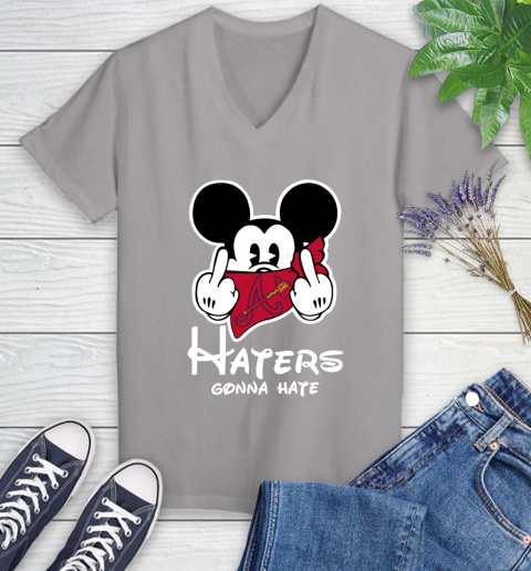 MLB Atlanta Braves Haters Gonna Hate Mickey Mouse Disney Baseball T Shirt_000 Women's V-Neck T-Shirt 4