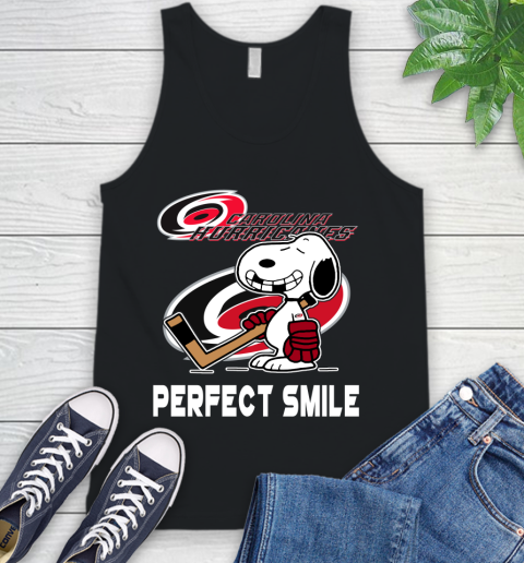 NHL Carolina Hurricanes Snoopy Perfect Smile The Peanuts Movie Hockey T Shirt Tank Top