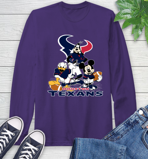 NFL Houston Texans Mickey Mouse Donald Duck Goofy Football Shirt Long Sleeve T-Shirt 5