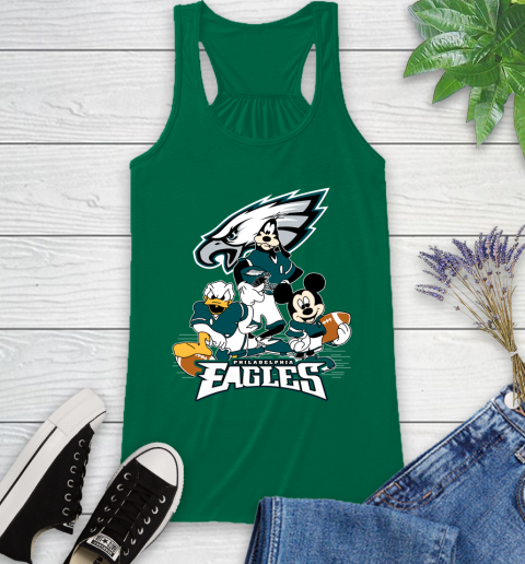 NFL Philadelphia Eagles Mickey Mouse Donald Duck Goofy Football Shirt Racerback Tank 6