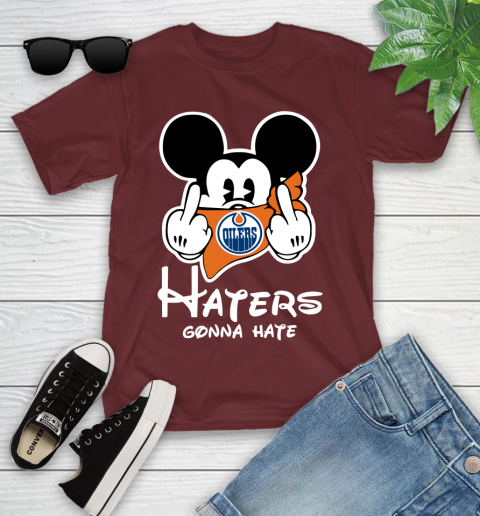 NHL Edmonton Oilers Haters Gonna Hate Mickey Mouse Disney Hockey T Shirt Youth T-Shirt 14
