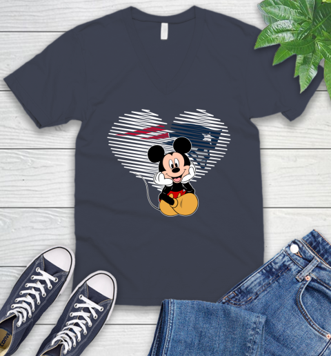 NFL New England Patriots The Heart Mickey Mouse Disney Football T Shirt_000 V-Neck T-Shirt 8