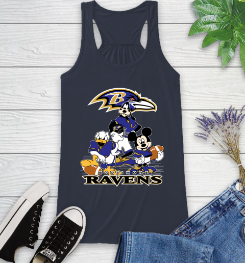 NFL Baltimore Ravens Mickey Mouse Donald Duck Goofy Football Shirt Racerback Tank 10