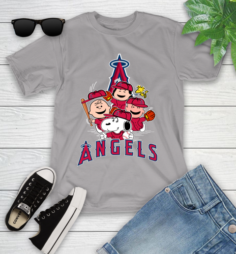 MLB Los Angeles Angels Snoopy Charlie Brown Woodstock The Peanuts Movie Baseball T Shirt_000 Youth T-Shirt 4