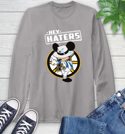 NHL Hey Haters Mickey Hockey Sports Boston Bruins Long Sleeve T-Shirt 6