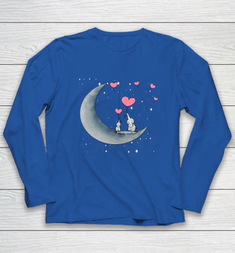 Heart Balloon Elephant Vintage Valentine Mom Crescent Moon Long Sleeve T-Shirt 6