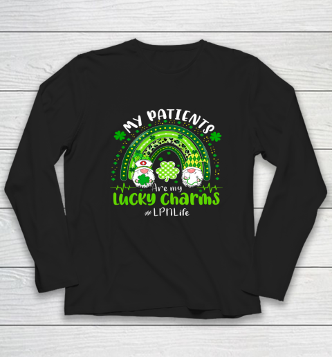 Gnome Patients Are My Lucky Charms LPN Life St Patricks Day Long Sleeve T-Shirt