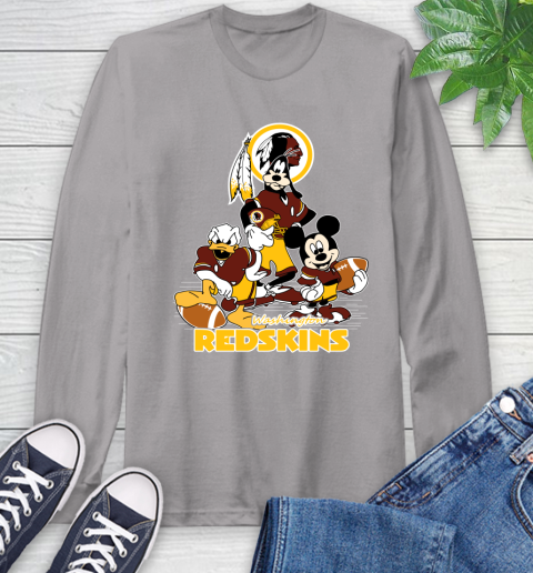 NFL Washington Redskins Mickey Mouse Donald Duck Goofy Football Shirt Long Sleeve T-Shirt 6