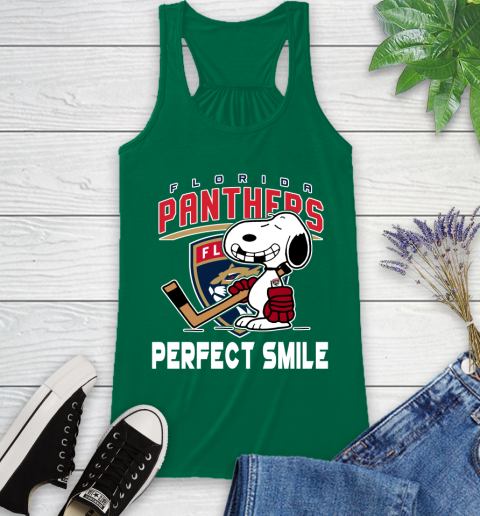 NHL Florida Panthers Snoopy Perfect Smile The Peanuts Movie Hockey T Shirt Racerback Tank 6