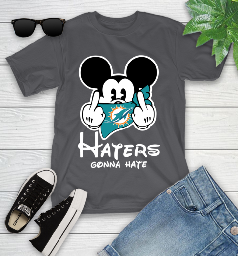 NFL Miami Dolphins Haters Gonna Hate Mickey Mouse Disney Football T Shirt Youth T-Shirt 6