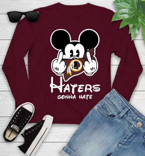 NFL Washington Redskins Haters Gonna Hate Mickey Mouse Disney Football T Shirt Youth Long Sleeve 6