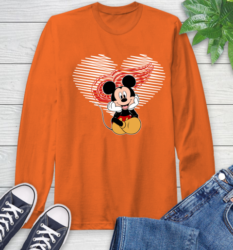 NHL Detroit Red Wings The Heart Mickey Mouse Disney Hockey Long Sleeve T-Shirt 4