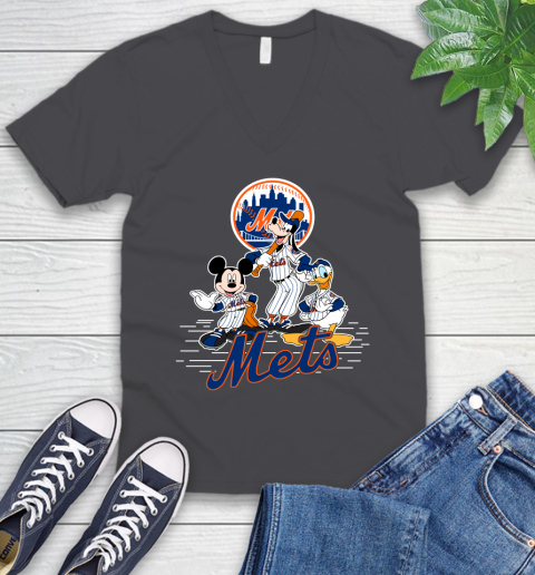 MLB New York Mets Mickey Mouse Donald Duck Goofy Baseball T Shirt V-Neck T-Shirt 4