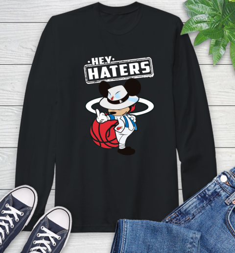 NBA Hey Haters Mickey Basketball Sports Miami Heat Long Sleeve T-Shirt
