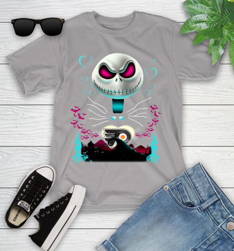 NHL Philadelphia Flyers Jack Skellington Sally The Nightmare Before Christmas Hockey Youth T-Shirt 4