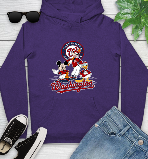 MLB Washington Nationals Mickey Mouse Donald Duck Goofy Baseball T Shirt Youth Hoodie 5