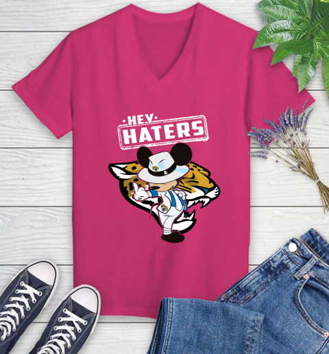 NFL Hey Haters Mickey Football Sports Jacksonville Jaguars Women's V-Neck T-Shirt 9