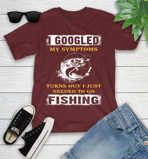 I Googled My Symptoms Turns Out I Needed To Go Fishing Youth T-Shirt 14
