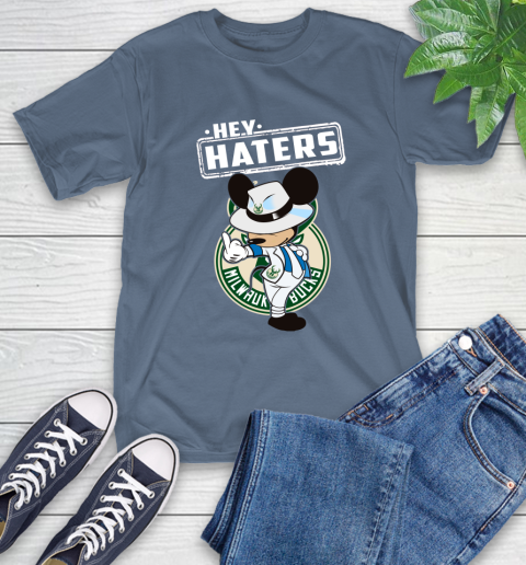 NBA Hey Haters Mickey Basketball Sports Milwaukee Bucks T-Shirt 8