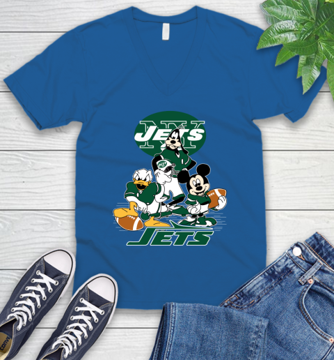 NFL New York Jets Mickey Mouse Donald Duck Goofy Football Shirt V-Neck T-Shirt 5