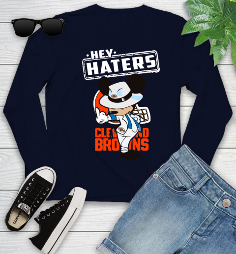 NFL Hey Haters Mickey Football Sports Cleveland Browns Youth Long Sleeve 2