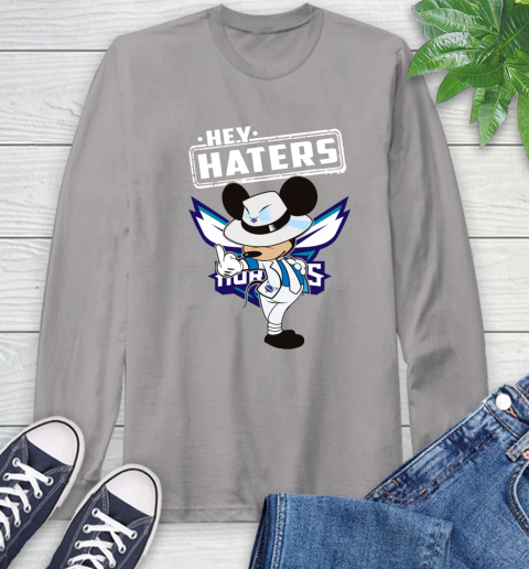 NBA Hey Haters Mickey Basketball Sports Charlotte Hornets Long Sleeve T-Shirt 6