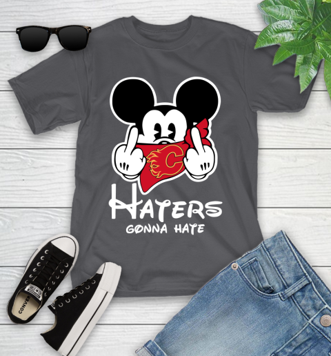 NHL Calgary Flames Haters Gonna Hate Mickey Mouse Disney Hockey T Shirt Youth T-Shirt 6