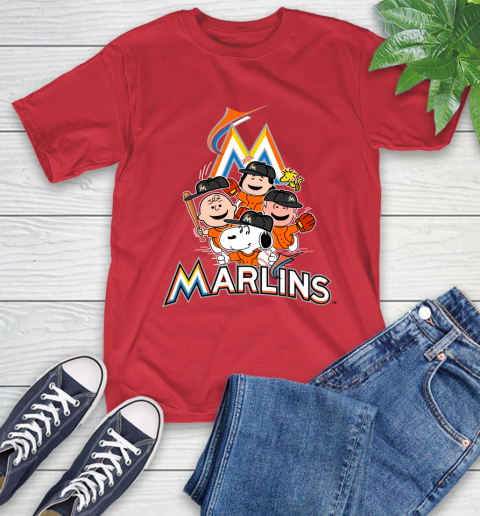 MLB Miami Marlins Snoopy Charlie Brown Woodstock The Peanuts Movie Baseball T Shirt T-Shirt 11