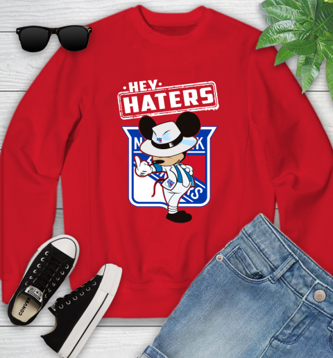 NHL Hey Haters Mickey Hockey Sports New York Rangers Youth Sweatshirt 8
