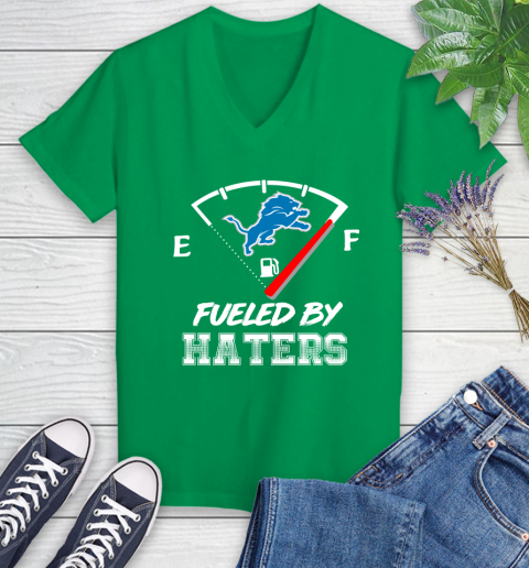 Detroit Lions NFL Football Fueled By Haters Sports Women's V-Neck T-Shirt 5