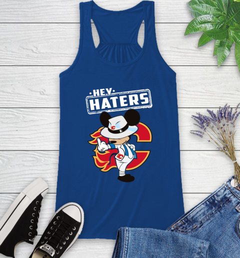 NHL Hey Haters Mickey Hockey Sports Calgary Flames Racerback Tank 8