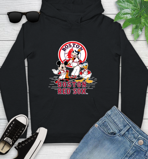 MLB Boston Red Sox Mickey Mouse Donald Duck Goofy Baseball T Shirt Youth Hoodie