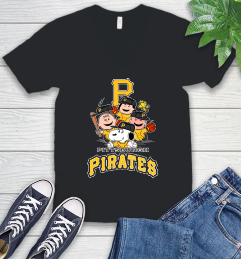 MLB Pittsburgh Pirates Snoopy Charlie Brown Woodstock The Peanuts Movie Baseball T Shirt_000 V-Neck T-Shirt