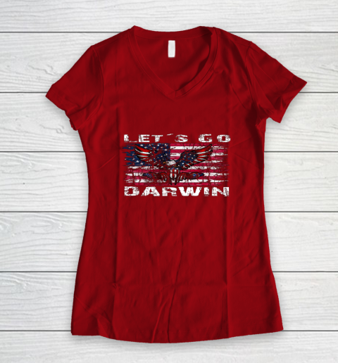 Let's go Darwin America Flag Eagle Women's V-Neck T-Shirt 6