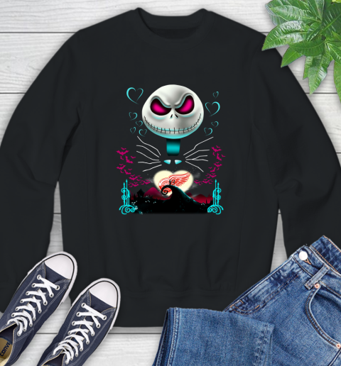 NHL Detroit Red Wings Jack Skellington Sally The Nightmare Before Christmas Hockey Sweatshirt