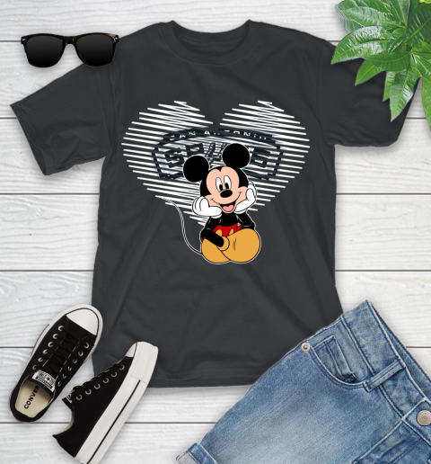 NBA San Antonio Spurs The Heart Mickey Mouse Disney Basketball Youth T-Shirt