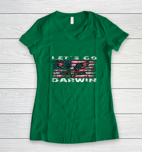 Let's go Darwin America Flag Eagle Women's V-Neck T-Shirt 3