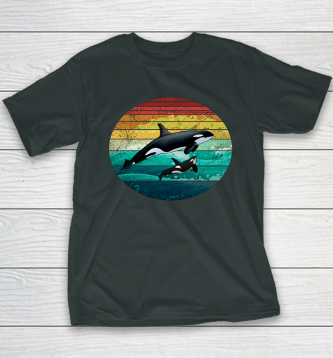 Orca Family Vintage Retro Art Killer Whale Family Youth T-Shirt 3