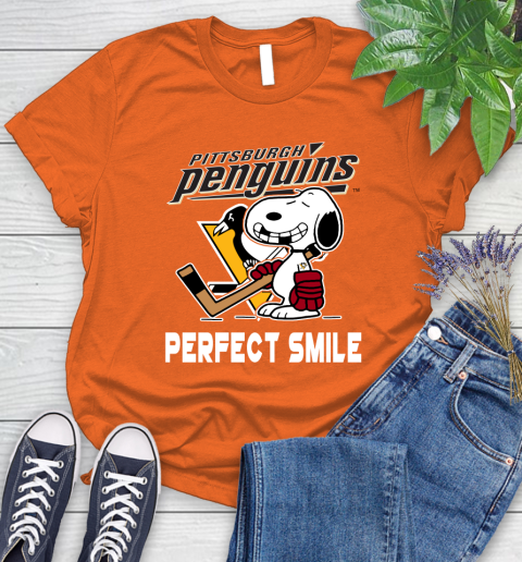 NHL Pittsburgh Penguins Snoopy Perfect Smile The Peanuts Movie Hockey T Shirt Women's T-Shirt 3