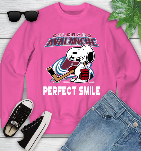 NHL Colorado Avalanche Snoopy Perfect Smile The Peanuts Movie Hockey T Shirt Youth Sweatshirt 6