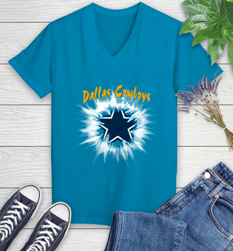 Dallas Cowboys NFL Football Adoring Fan Rip Sports Women's V-Neck T-Shirt 7