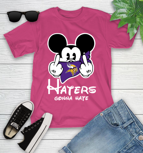 NFL Minnesota Vikings Haters Gonna Hate Mickey Mouse Disney Football T Shirt Youth T-Shirt 11