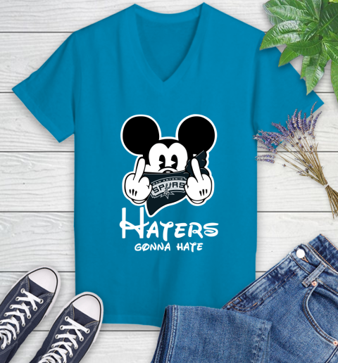 NBA San Antonio Spurs Haters Gonna Hate Mickey Mouse Disney Basketball T Shirt Women's V-Neck T-Shirt 7