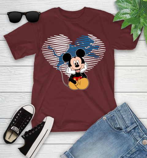 NFL Detroit Lions The Heart Mickey Mouse Disney Football T Shirt_000 Youth T-Shirt 14